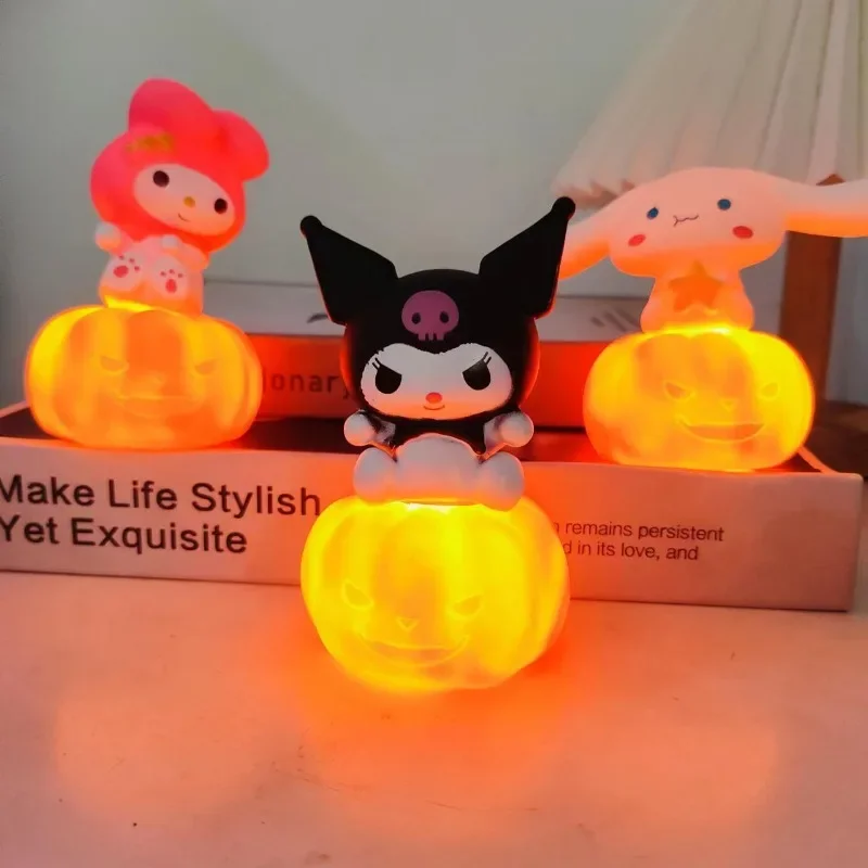 New Sanrio Kuromi Cinnamoroll My melody Halloween pumpkin lantern desktop ornaments creative personality model night light gift