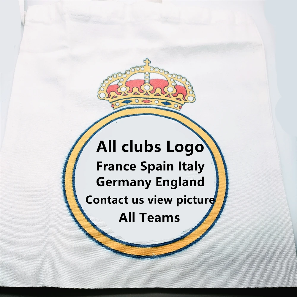 Echte Spanien Fußballmannschaft Clubs Bar Madrid Canvas Tasche Italien England Frankreich Alle Fußballteams Einkaufstasche für Sportartikel 34X31CM