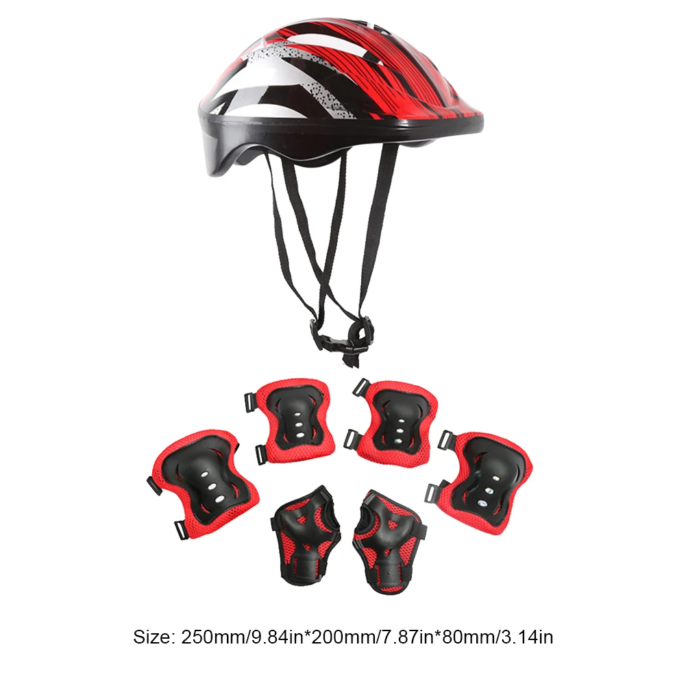 

7Pcs Bicycle Sport Protective Gear Set Breathable Kids Safety Skating Helmet Pad Set 48-55cm for Skateboard/Bike/Skating/Cycling