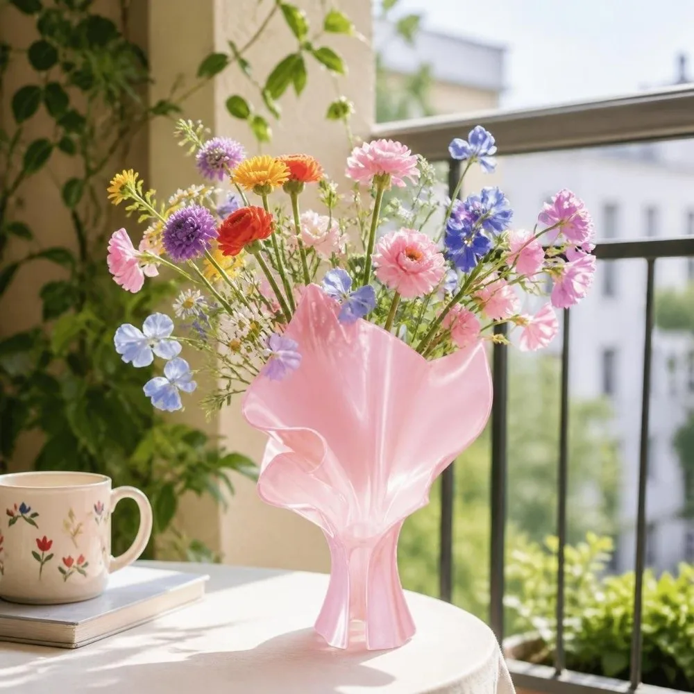 Creative Desktop Ornament Flower Bouquet Vase Nordic Style Art Flower Display Container 3D Printing Irregular Modern Gift