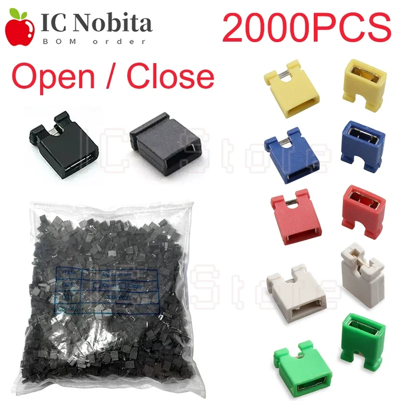 

2000PCS Pitch Jumper Shorted Cap & Headers & Wire Housings 2.54MM SHUNT Black Green Red White Yellow Blue For Arduino Open Close