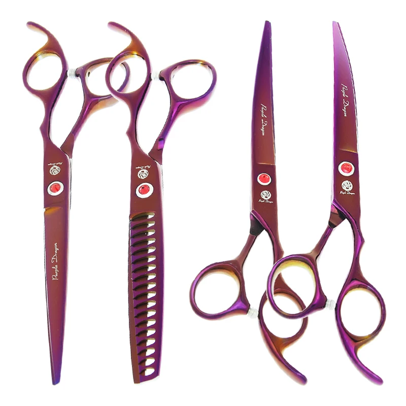 

Purple Dragon 7.0" Pet Hair Scissors Dog Grooming Cutting Thinning Haircut Shears Curved Fur Clippers Puppy Beauty Tools B0021B