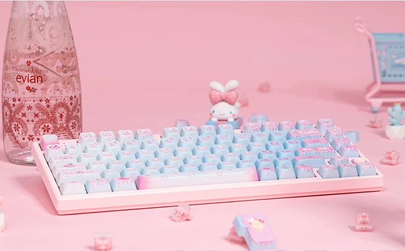 Pink Blue Love heart Keycap Ice Cream Pbt Sublimation Mechanical Keyboard Similar To 144 Keys Oem Pbt Cartoon Cute Game Keycaps