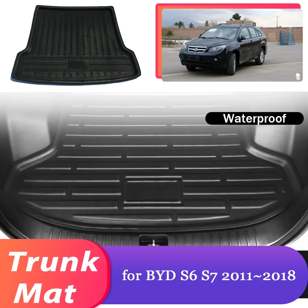 

Коврик в багажник автомобиля для BYD S6 S7 2011 ~ 2018 2012 2013 2014 2015, подкладка для багажника, водонепроницаемая подкладка для багажника, аксессуары для ковров