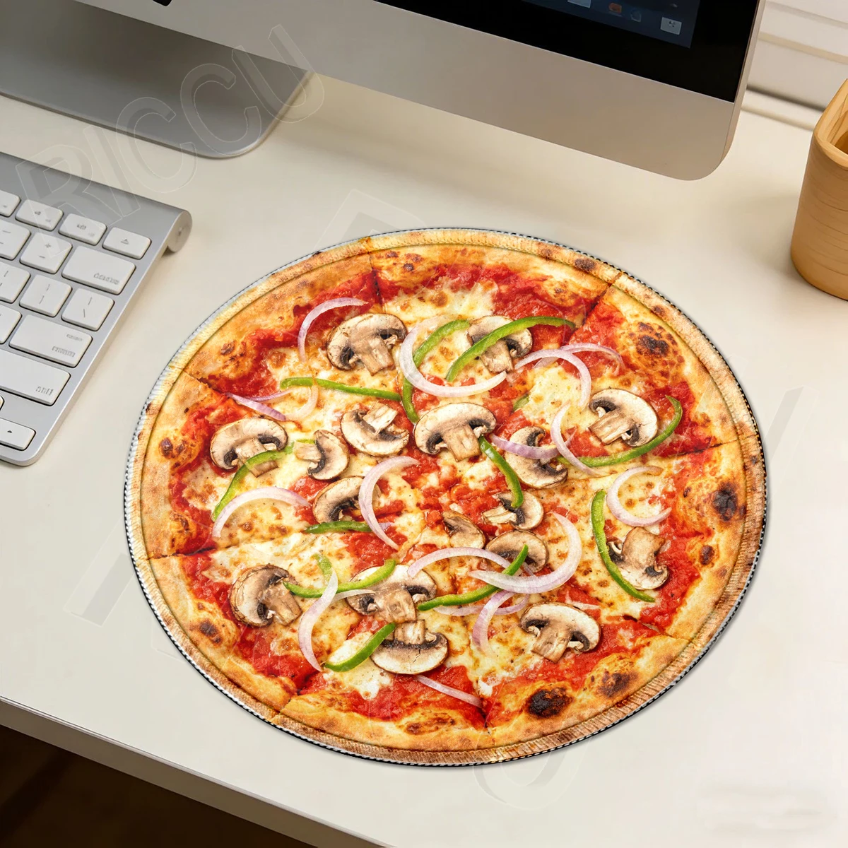 Creative Pizza Pattern Mouse Pad Round Computer Gamer Table Mats Office Rubber Anti-slip Gaming Keyboard Mousepad Soft Desk Mat