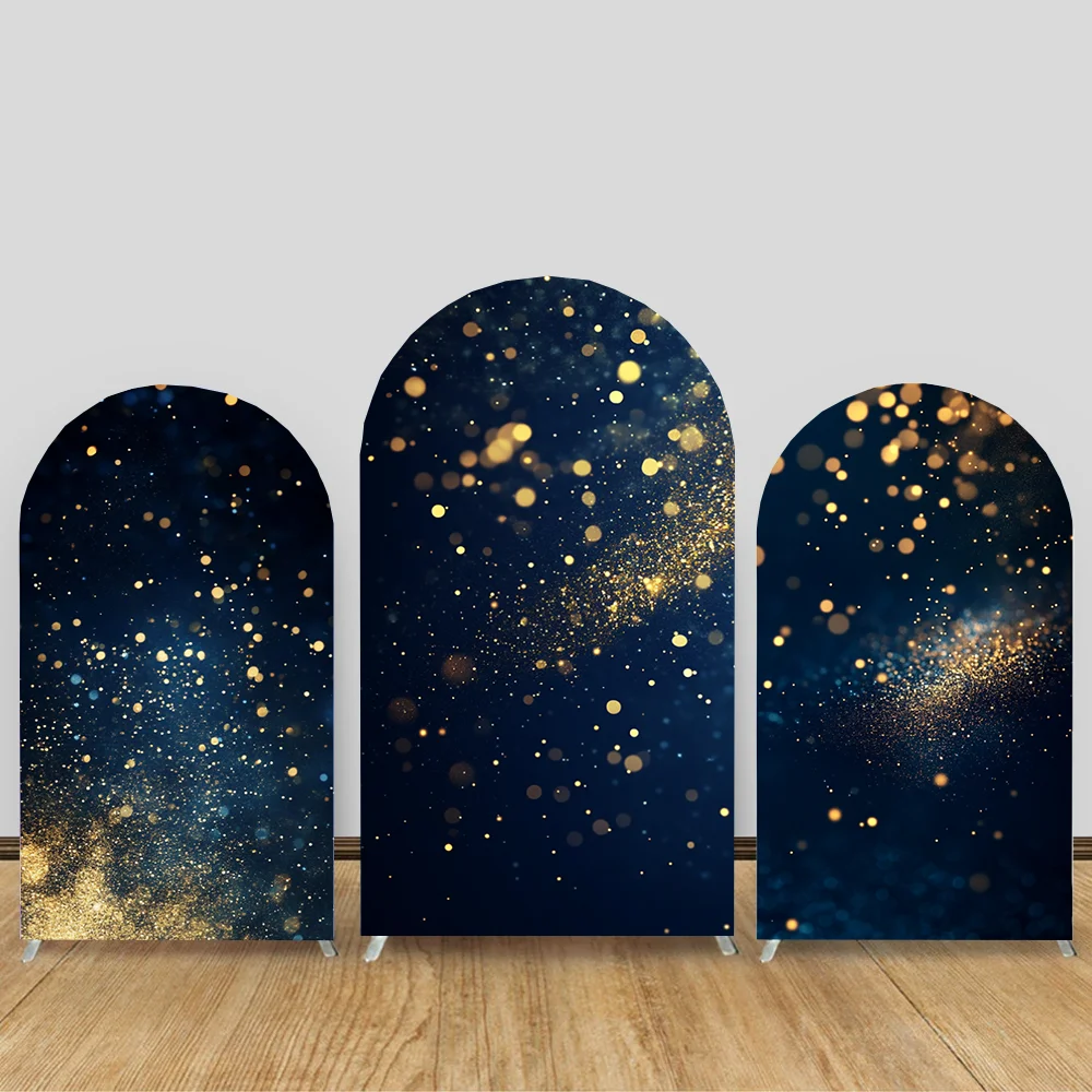 

Black Gold Glitter Party Balloon Double-sided Arch Background Covers Customized Design Decoration Elastic Fabric Arch Backdrop