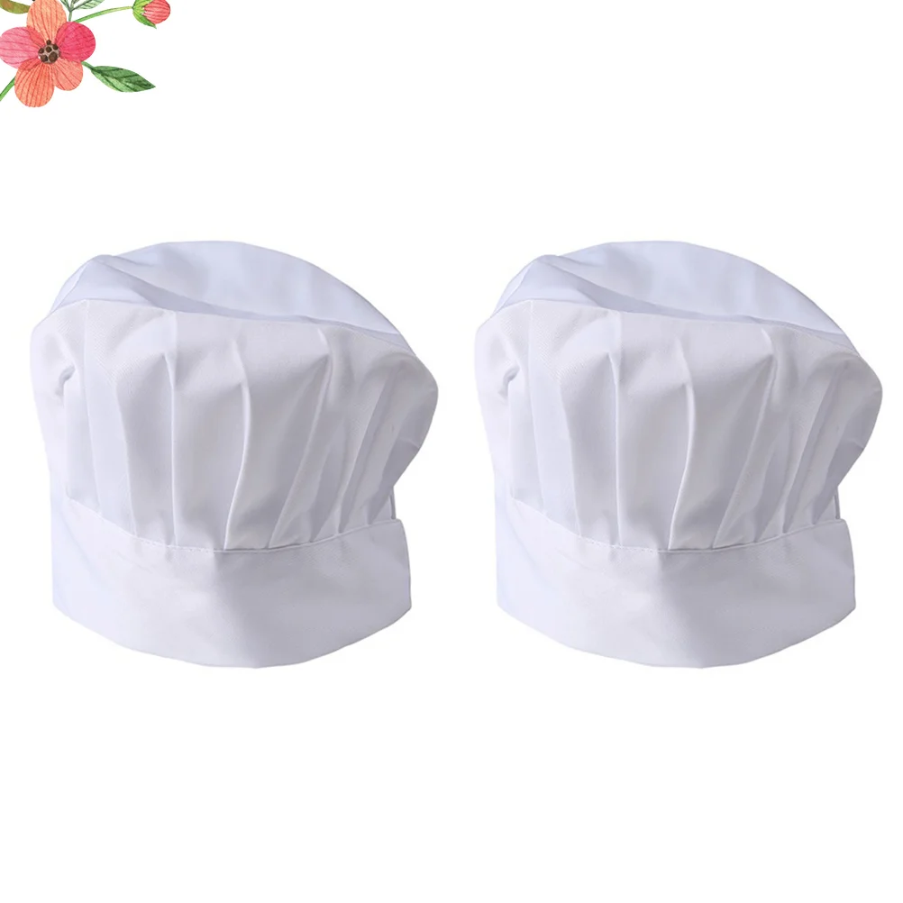 Gorro de Chef para hornear alimentos, gorro de Catering, fibra de poliéster ajustable, 2 uds.