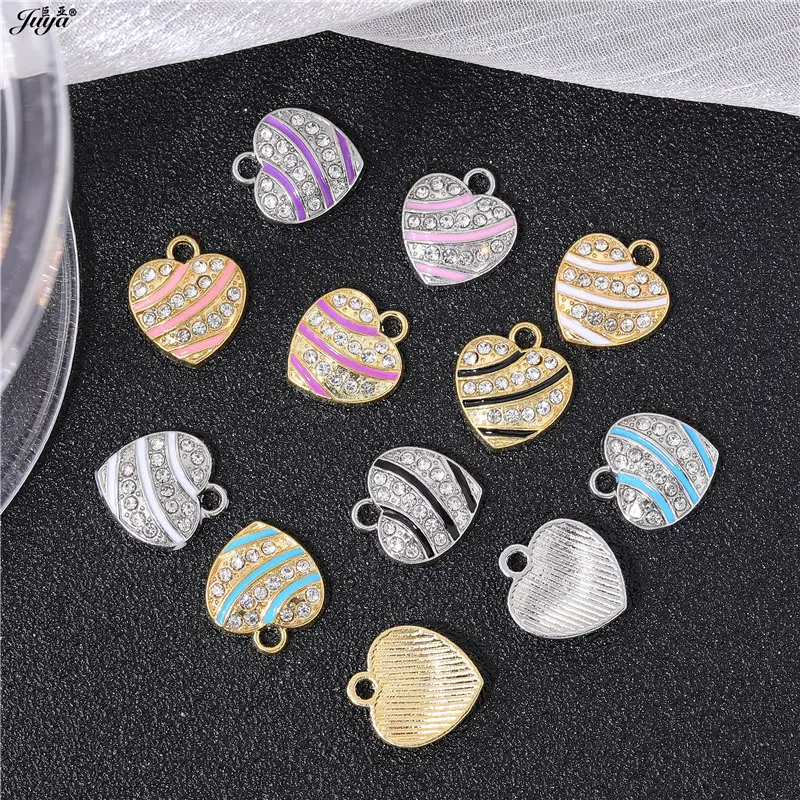 10 teile/los Kristall Emaille Sweet Heart Charm Anhänger für DIY handgemachte Ohrringe Schmuck machen Ergebnisse liefert Zubehör – Detail 3