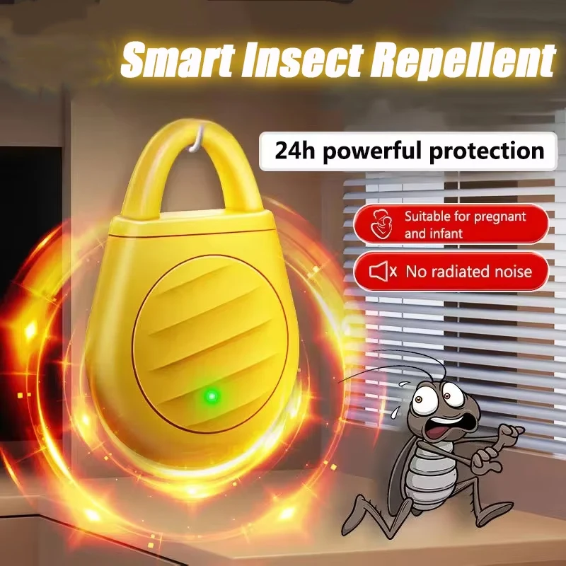 Repelente Eletrônico Ultrassônico de Mosquitos com Carregamento Tipo-C, Dispositivo Portátil Inteligente de Controle de Mosquitos Totalmente Automático