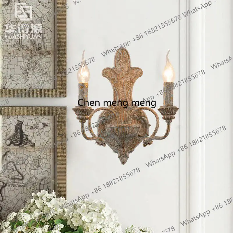 

French antique wrought iron double-headed wall lamp B & B bedroom bedside lamp corridor decorative wall lamp