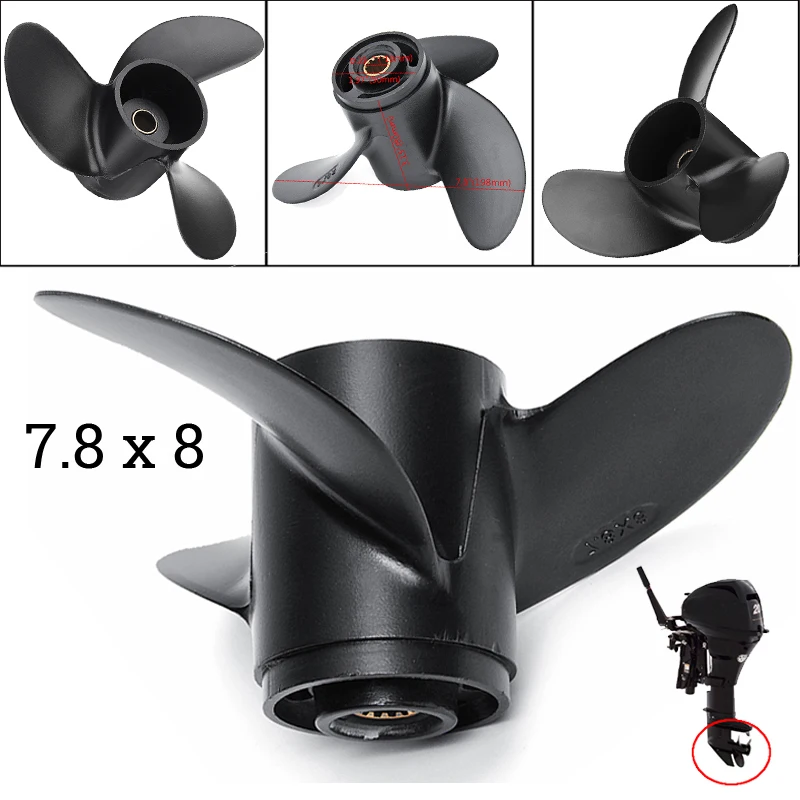 3R1W64516-0 Aluminum Alloy Propeller Outboard 7.8x8 High-Quality For Tohatsu/Mercury Outboard Motor 5 6HP Accessories Parts