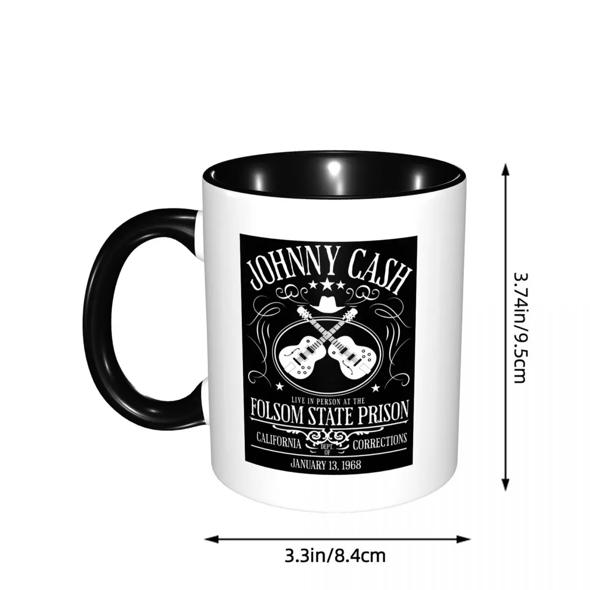 Johnny Cash Live At Folsom State Prison Jan 13 1968 Mug Funny Ceramic Coffee Cups Tea Mugs Milk Cup Drinkware Gift for Woman Man