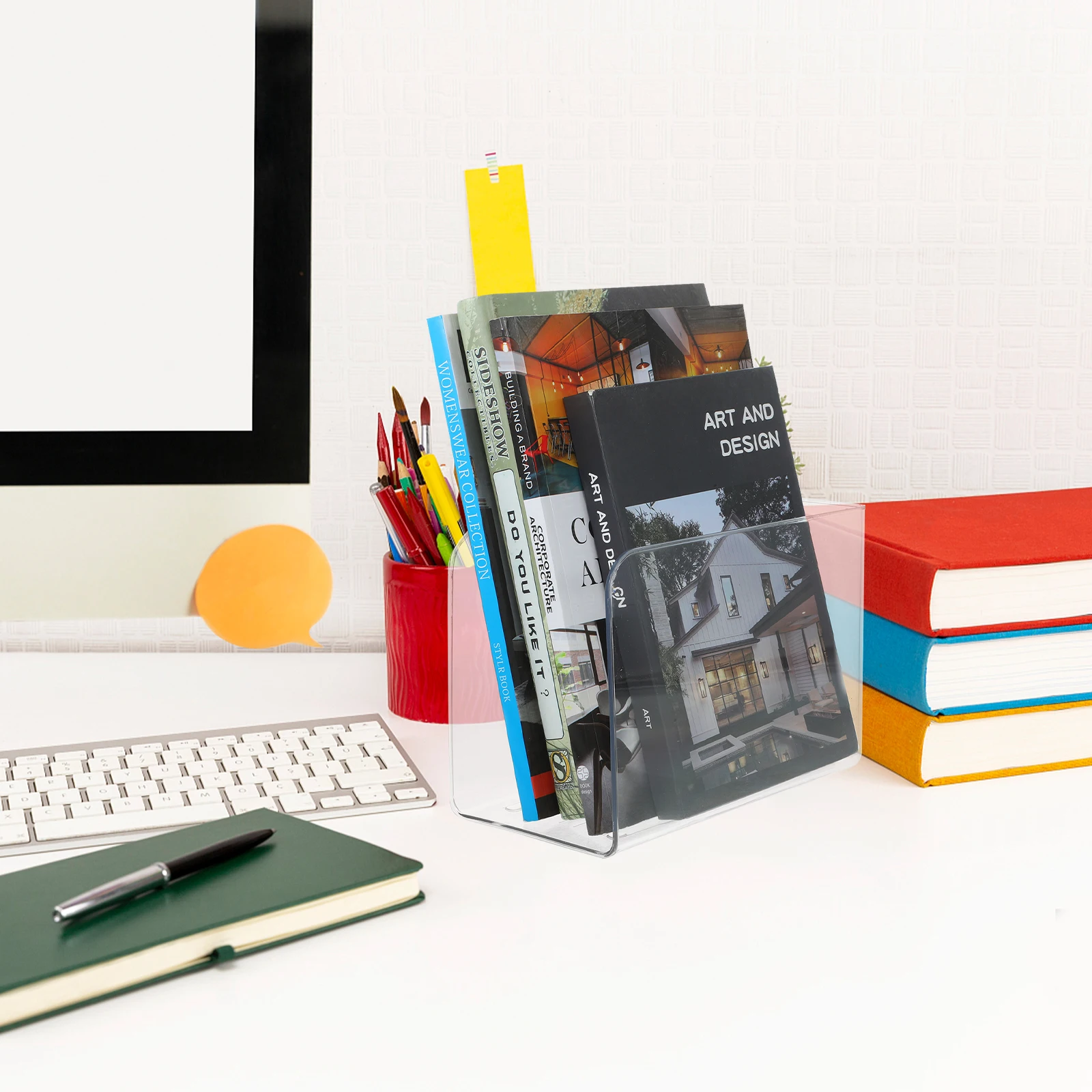 

Transparent Bookends Acrylic Desk ganizer for Magazines Files Folders Books Home Office Stylish Accessory