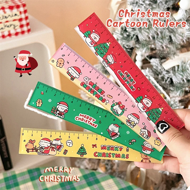 15cm Cartoon Christmas Magnetic Ruler Kawaii Stationery Rulers Student Soft Design Ruler Set of Drafting Rules SchoolSupplies