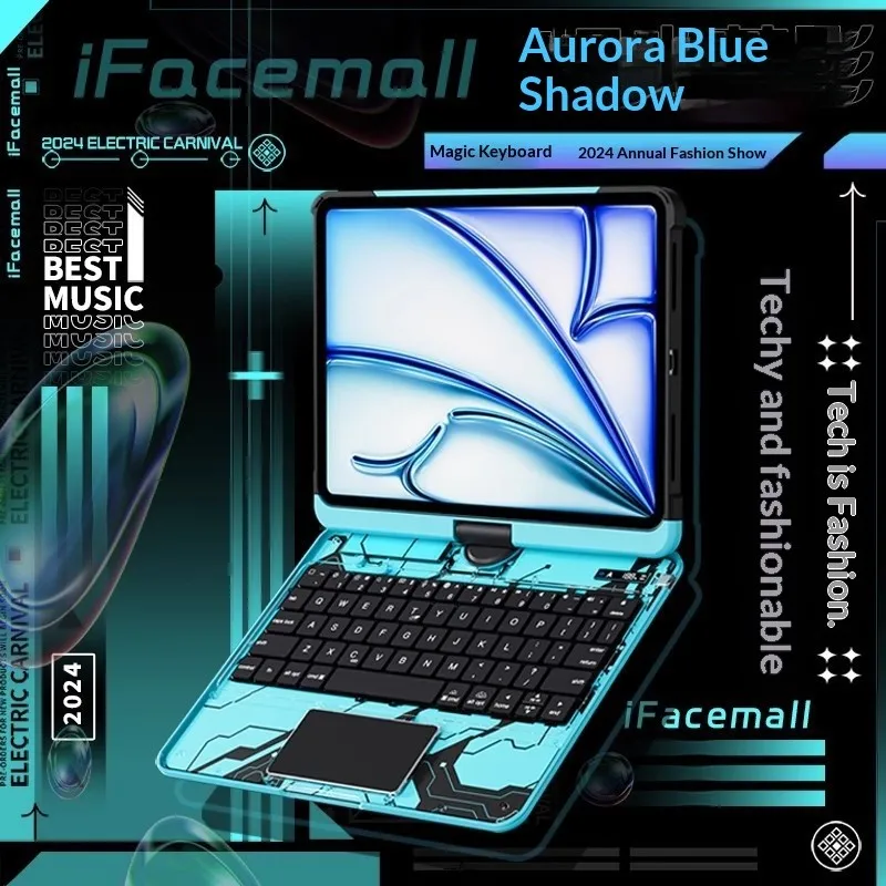 

360 Rotating Wireless Smart Bluetooth Keyboard Tablet Case Bundle For Pro 11inch for Apple iPad Air7 Y2K New Style Pro11 13 12.9