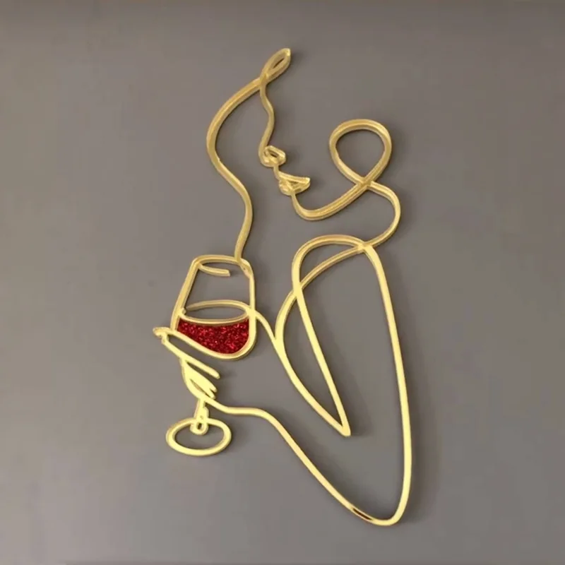 Ins Line GirlHappy Birthday Cake Topper Dekoration Gold Acryl Abstrakte Kunst für Hochzeit Mädchen Party Cake Topper Backzubehör – Detail 4