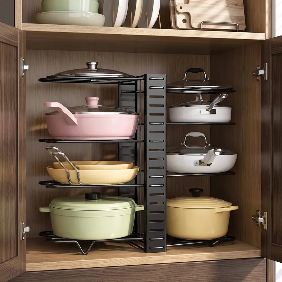 8 Tier Adjustable Pots and Pans Organizer Rack