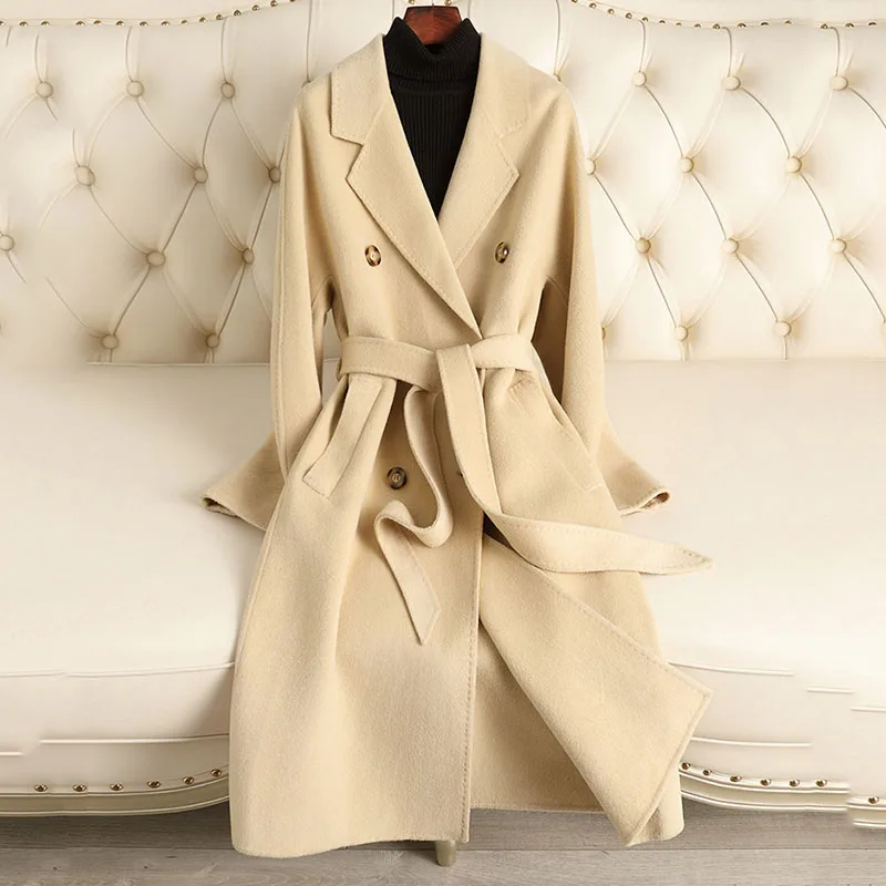 

Double-Sided Wool Coat Leisure Women's Woolen Coat 2025New Autumn Winter High-End Elegant Hepburn Style Women's Woolen Coat H506