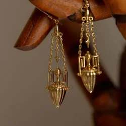 Punk style glossy copper inlaid zircon cone long earrings for women fashion new in charms earings banquet jewelry