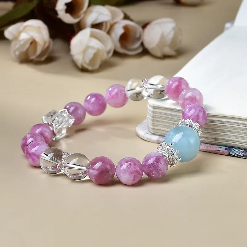 

Grandmother Crystal Aquamarine White Crystal Bracelet Women's Light Luxury Fashion Lucky Bracelet, Gift