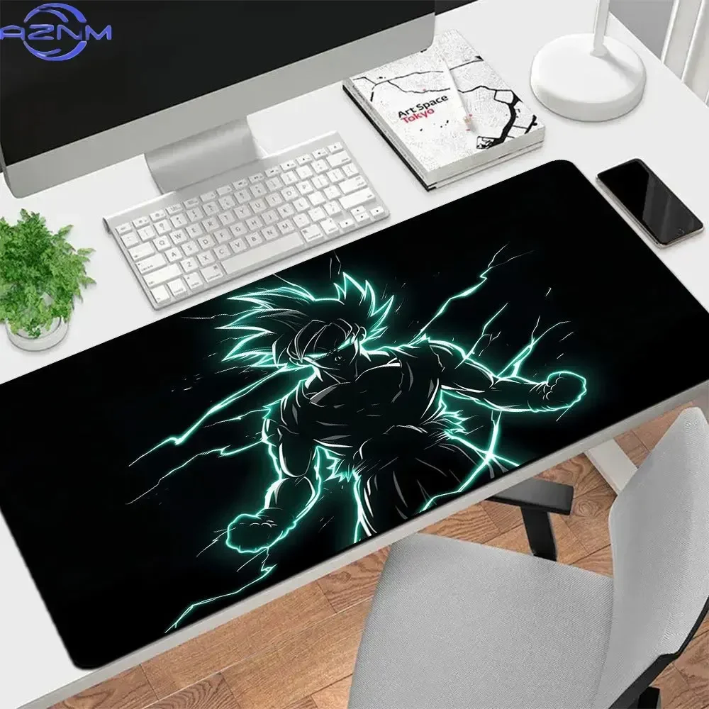 Black Background Anime Character Green Lightning Line Art Mouse Pad, Rubber Non-Slip Base, Smooth Surface for Gaming Desktop Com