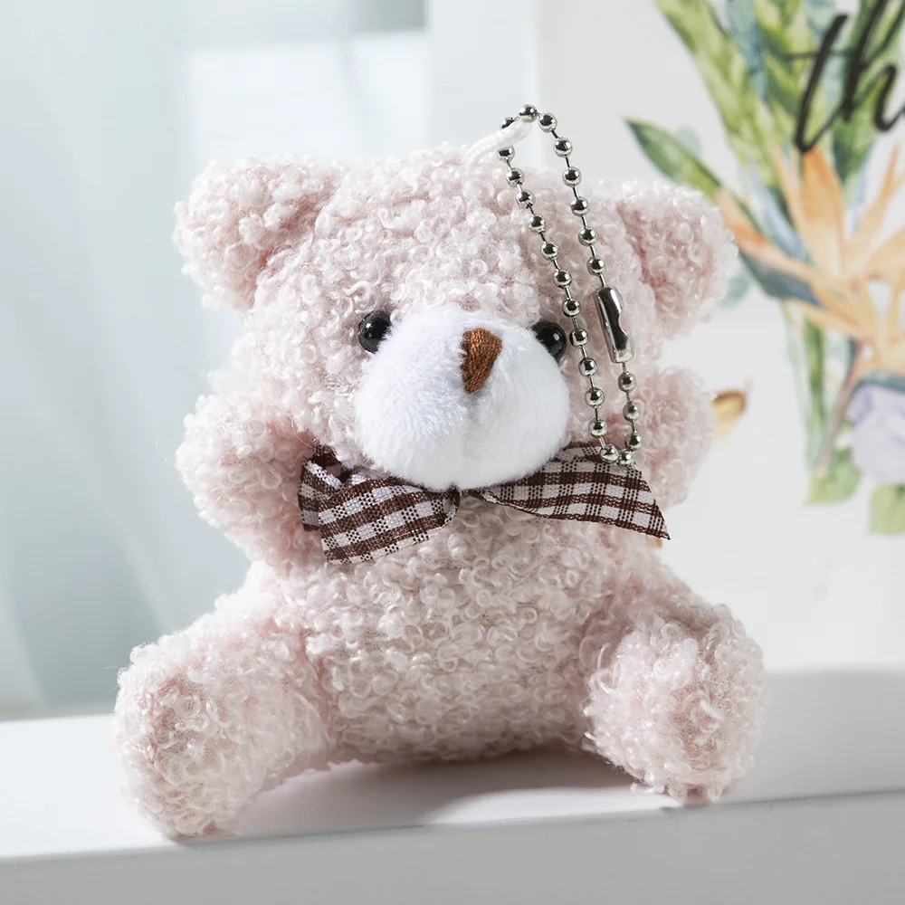 Cute Cartoon Plush Bear Toy Keychain Creative Doll Chain Lady Plush Stuffed Toy Bag Charm Girl Backpack Pendant Car Accessories