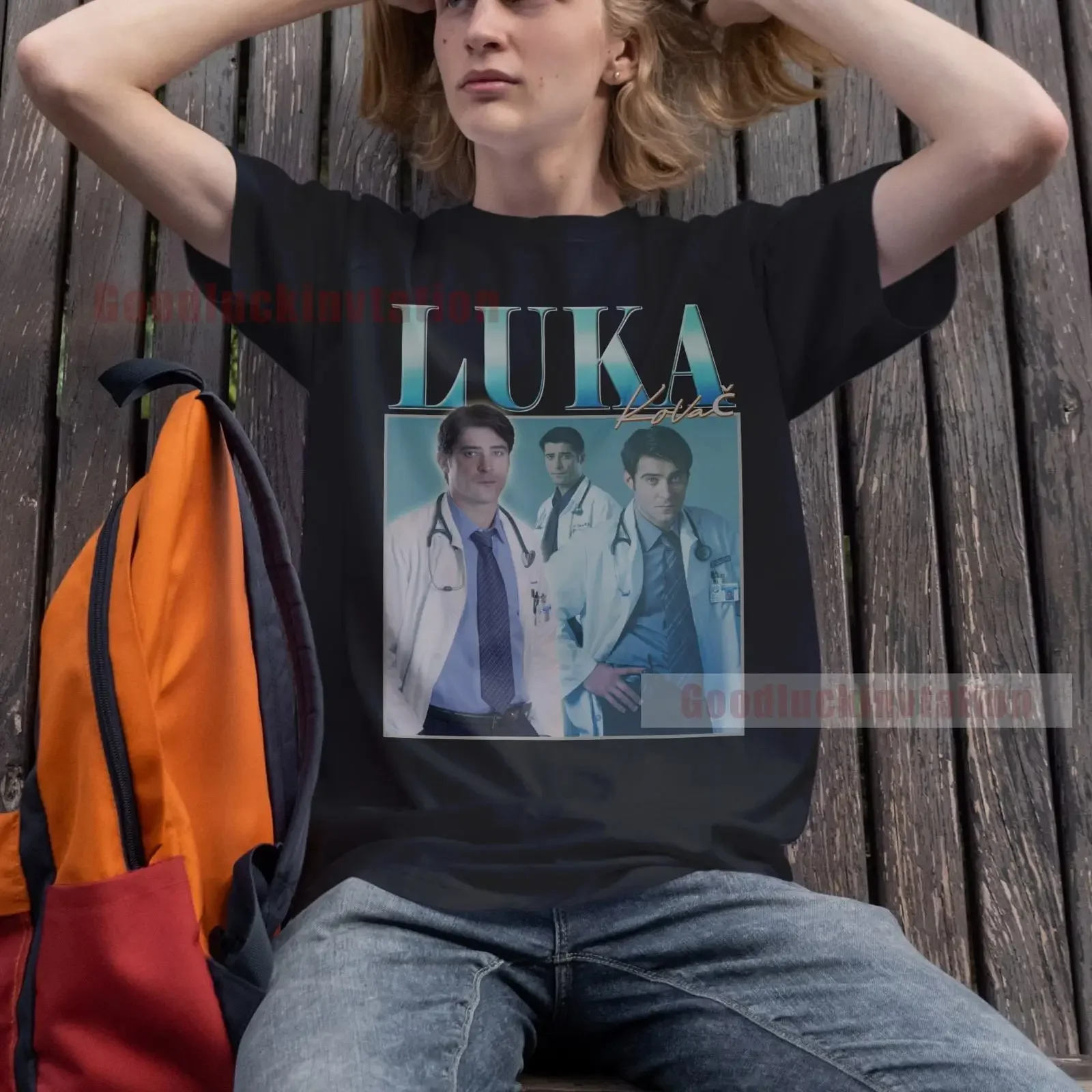 Camiseta Luka Kovac de Algodón Vintage Años 90, Cuello Redondo, Lavado Vintage, Suave, Ligeramente Elástica, con Gráficos Modernos, Casual, Unisex, Versátil