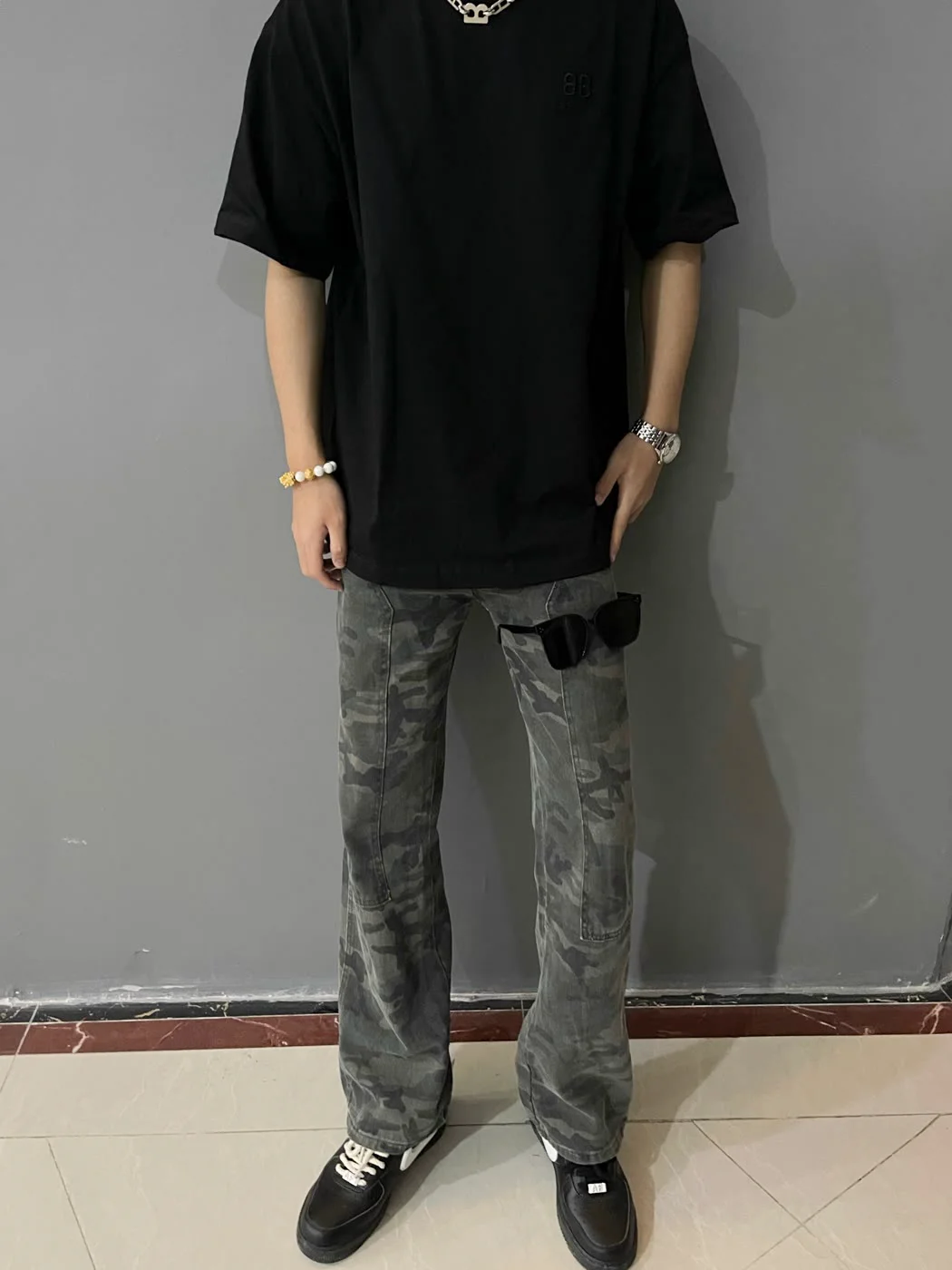 

Vintage American High Street Camouflage Jeans Men Straight Leg Casual Workwear Long Trousers Worn Resistant Youth Faion