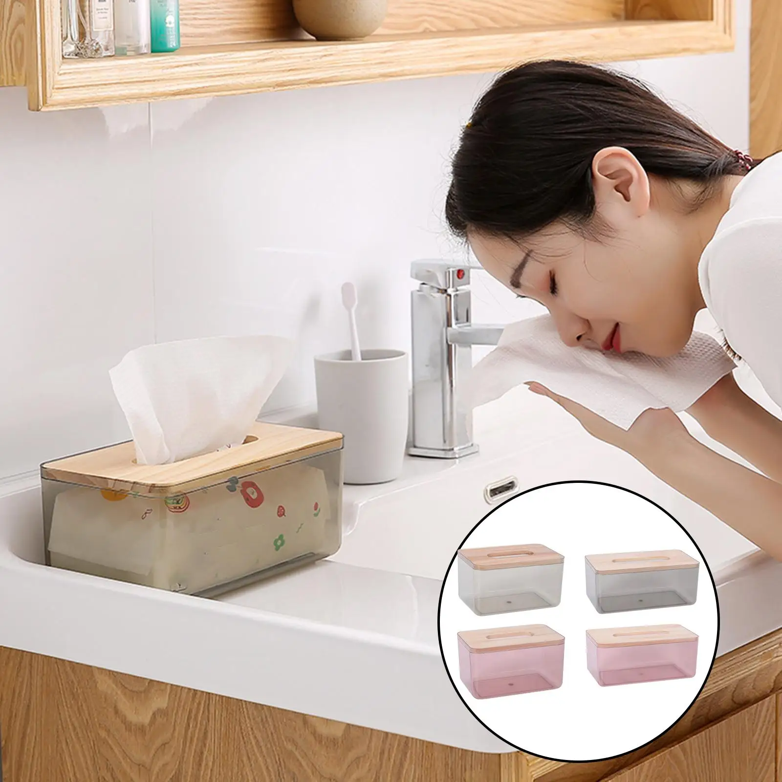 Nordic Tissue Box Bathroom Office Transparent Tissue Paper Napkin Dispenser