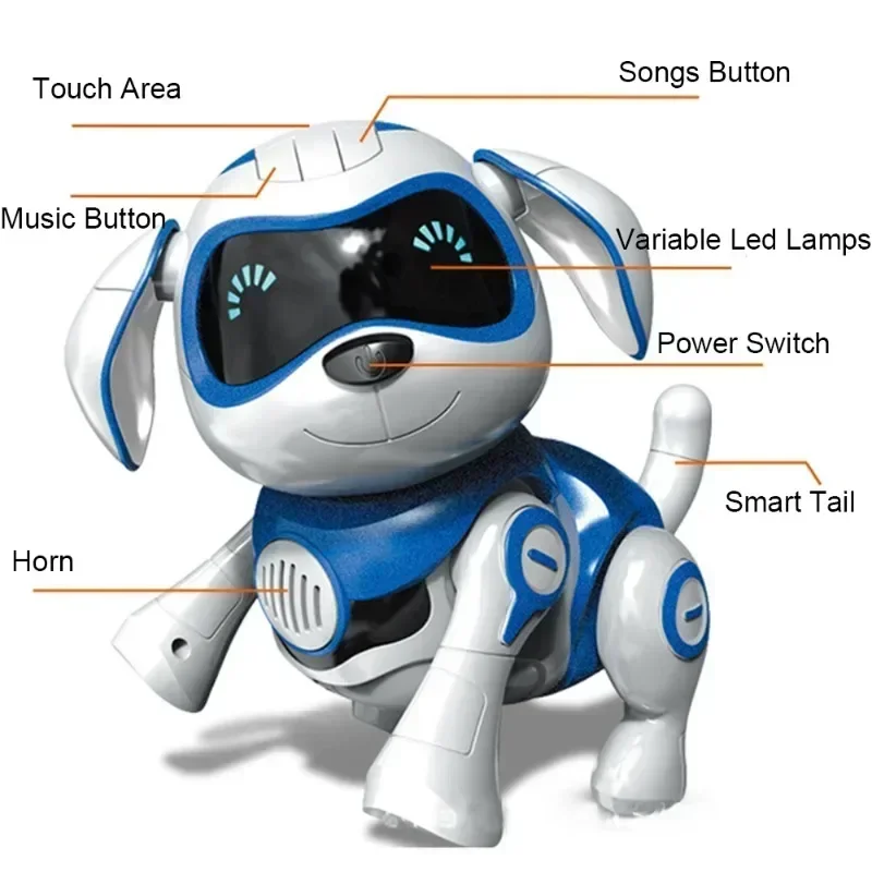 Giocattolo per cani robot Animale domestico elettronico con musica Danza Camminata Sensore a infrarossi meccanico intelligente Giocattoli regalo per animali carini per bambini