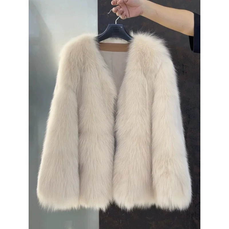 

Осень-зима пальто из искусственного меха средней длины толстая теплая роскошная шуба из лисьего меха 2026 женская новая женская теплая утепленная шуба женская верхняя одежда