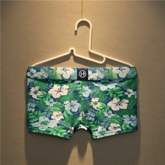 Cotton Bulge Boxy Underwear for Men Foral Print Cotton Breathable Cozy Sweat Absorb Boxer Shorts Low Waist U Convex Pouch Trunks