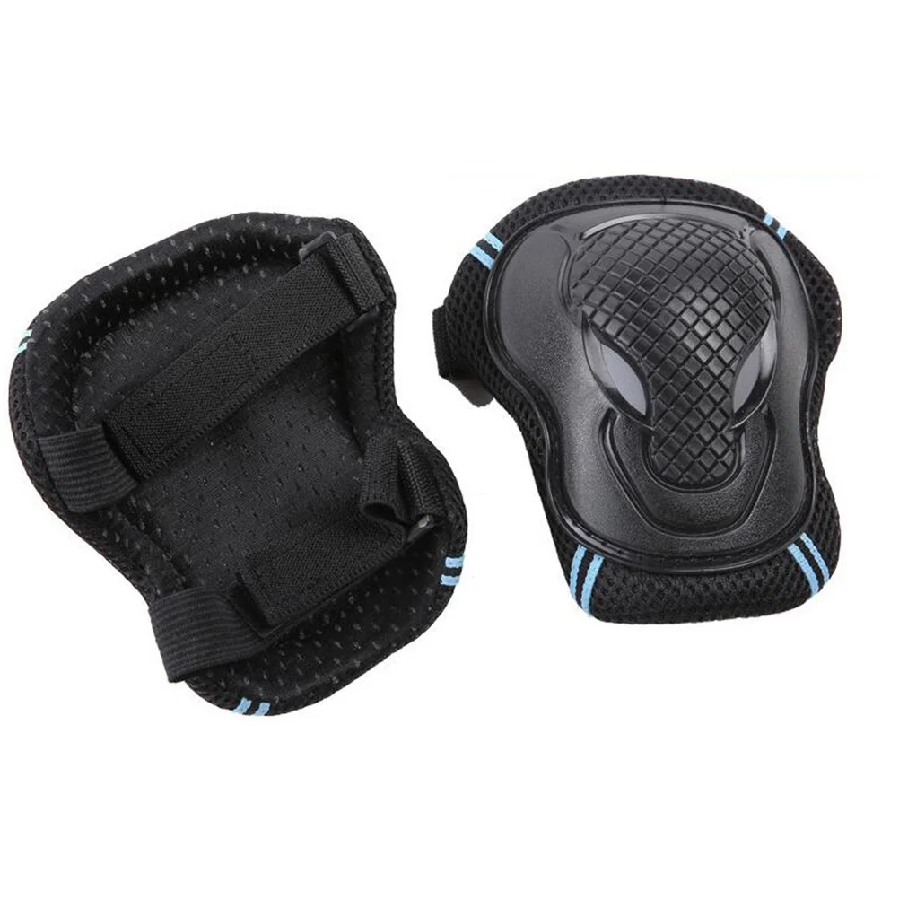 

Protective Gear Kit L Size Black Blue Knee Elbow Wrist Pads Set Breathable Impact Resistance for Outdoor Sports Teens