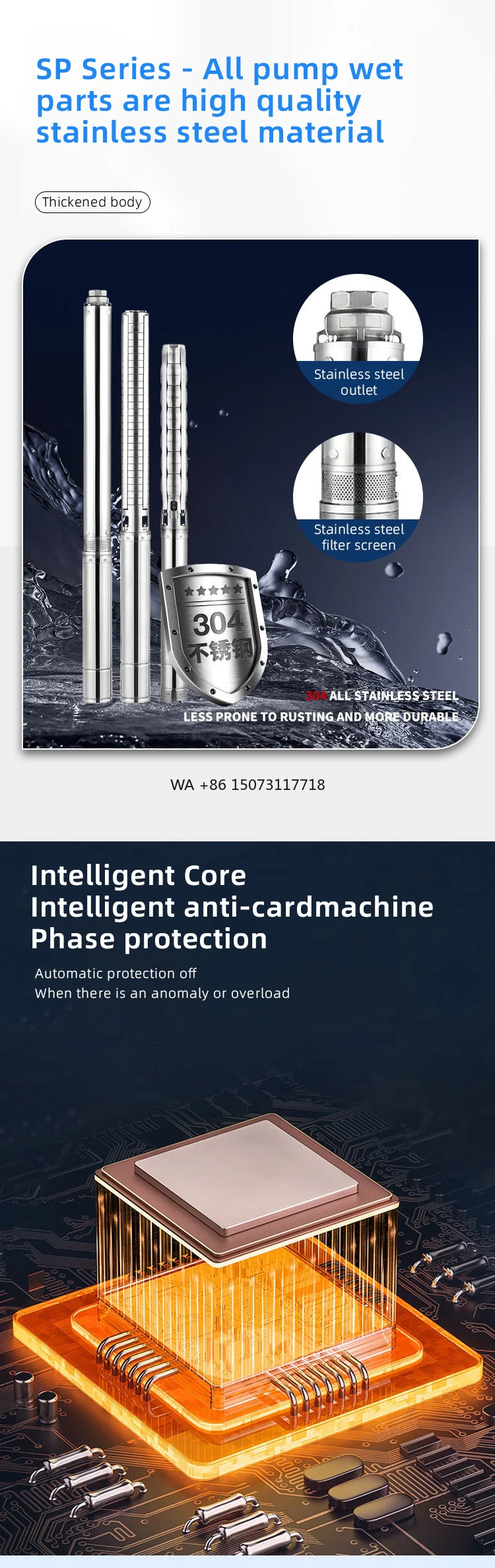 

Heavy Duty Industrial Vertical Centrifugal Submersible Borehole Water Pump for Deep Wells