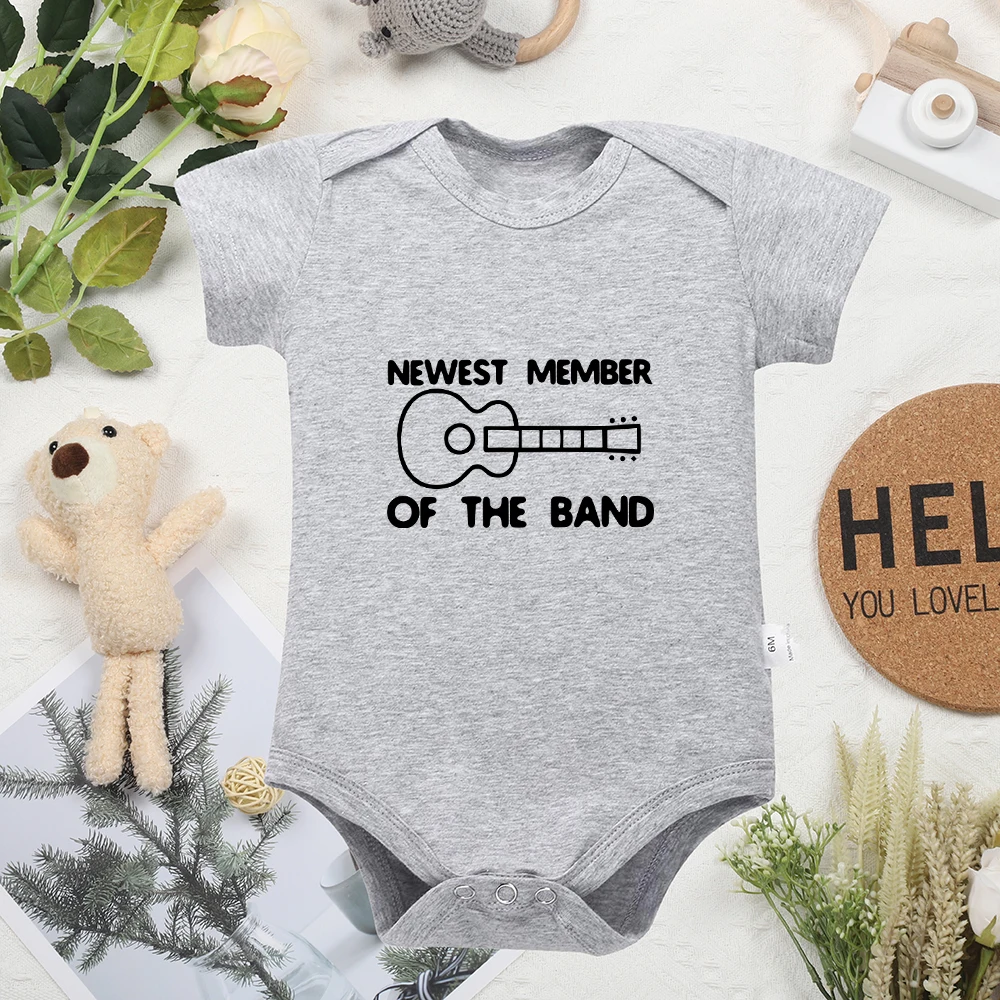 Newest Member of The Band Fashion Trend Infant Onesies Short Sleeve Street Casual Toddler Playsuit Cute Rock Baby Boy Clothes