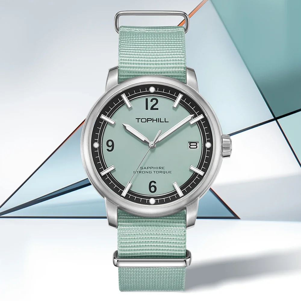 TOPHILL Luxury Mens Watch Sapphire Mirror Waterproof Date Business Wristwatch Style Watch For Men 42mm Stainless steel Reloj