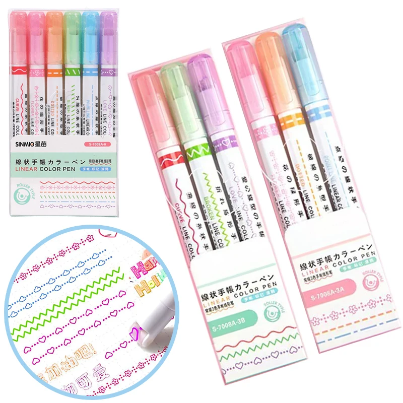 

3/6PCS Colorful Flower Shaped Contour Decorative Pen Outline Marker Pens Curve Heart Flower Creative Graffiti Art Acsesories ZYF