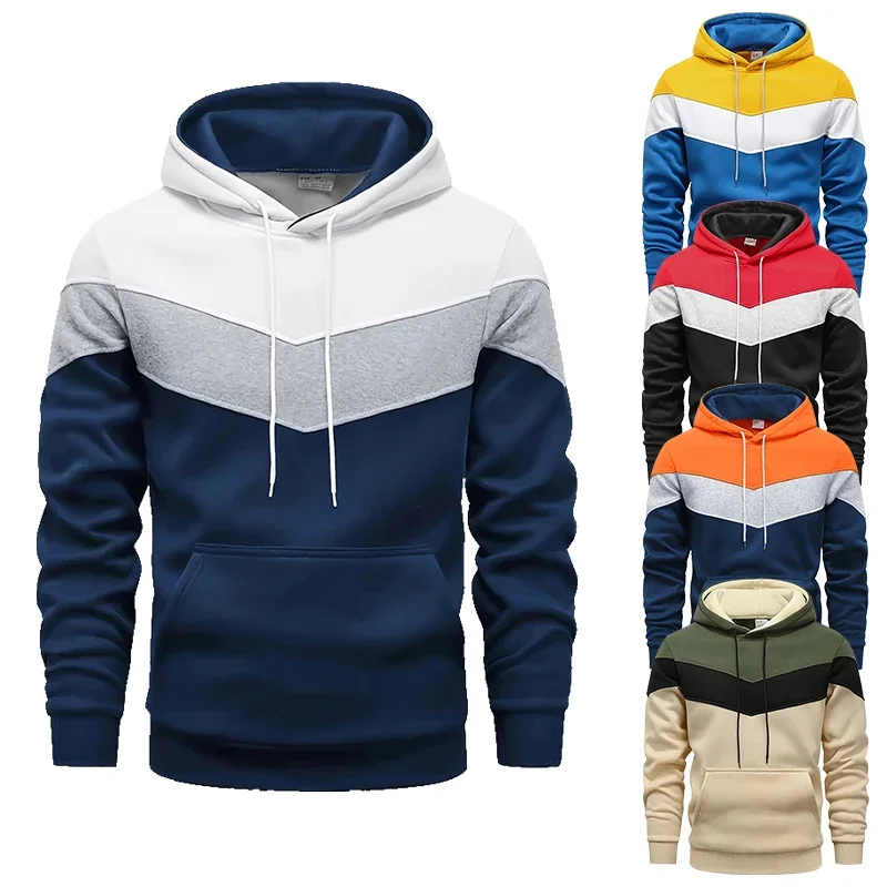 Unisex Color Block Splicing Pullover Hoodies Long Sleeve Men Women Patchwork Hoodie Loose Casual Autumn Winter Sweatshirts Tops