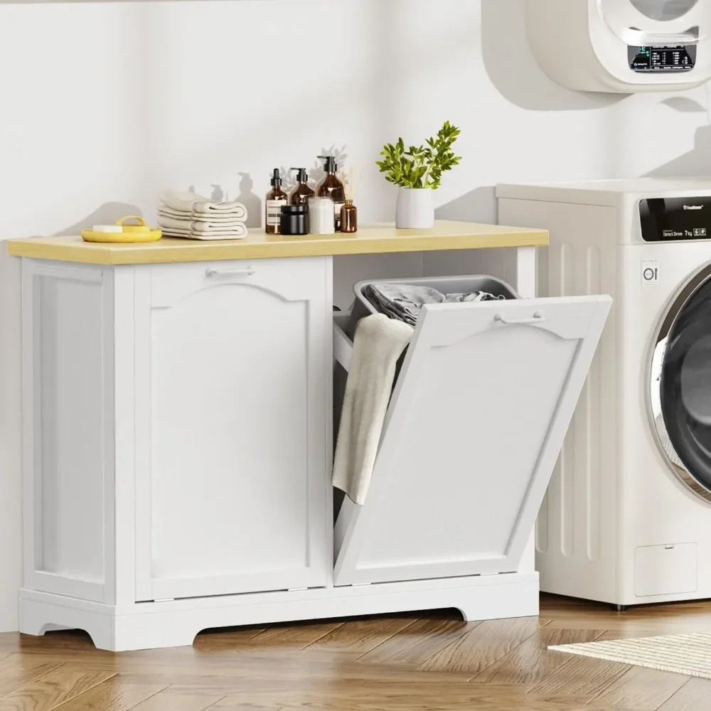 

Tilt Out Trash Can Cabinet, Farmhouse Tilt Out Laundry Hamper, Wooden Trash Cabinet, Laundry Cabinet for Bathroom Kitchen