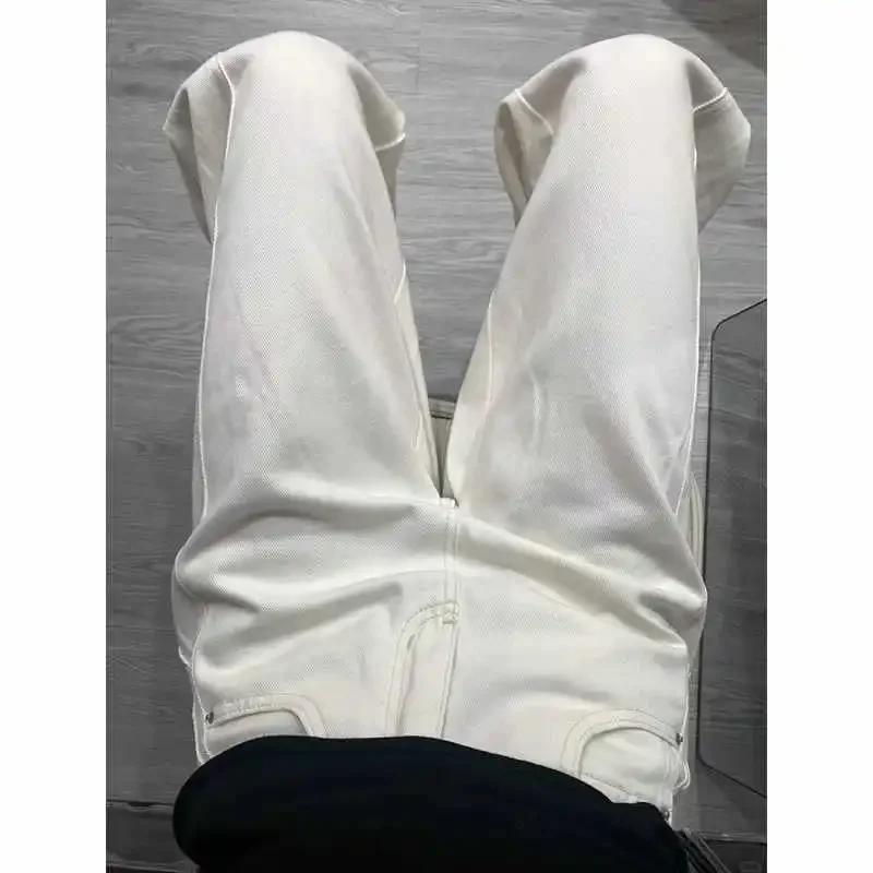 Jean femme grande taille pantalon couteau incurvé jambe large Denim printemps automne bouton décoration pantalon décontracté pour dames grande taille