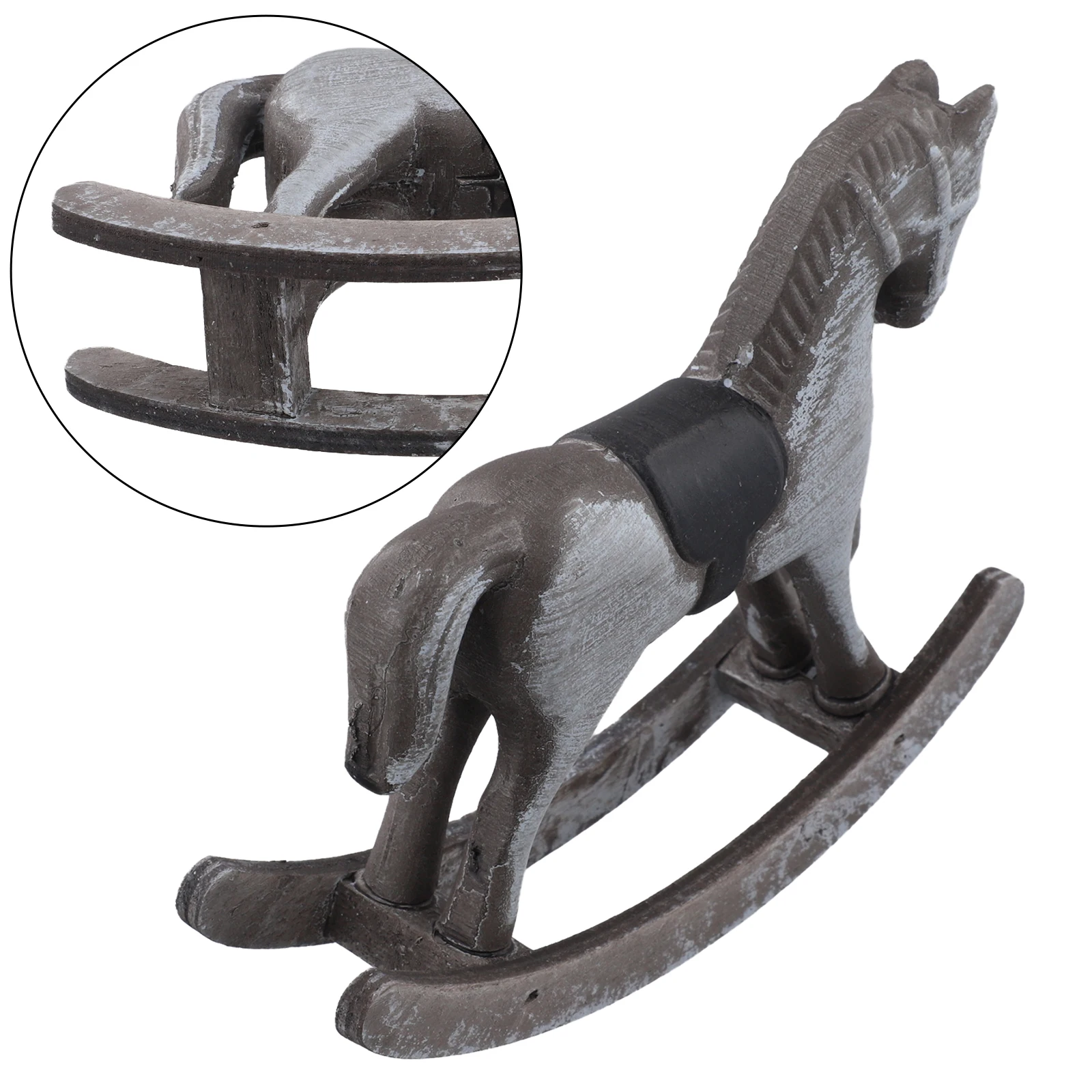 1pc Vintage Wooden Rocking Horse Figurine Decoration House Wooden Ornaments Living Room Desktop Decoration - Detail 1