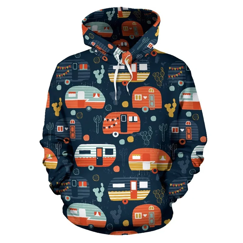 Harajuku 3D CAMPER CARAVAN Printing Hoodies For Men Funny Streetwear Hooded Hoody Fashion Women Hooded Sweatshirts Pullovers Top