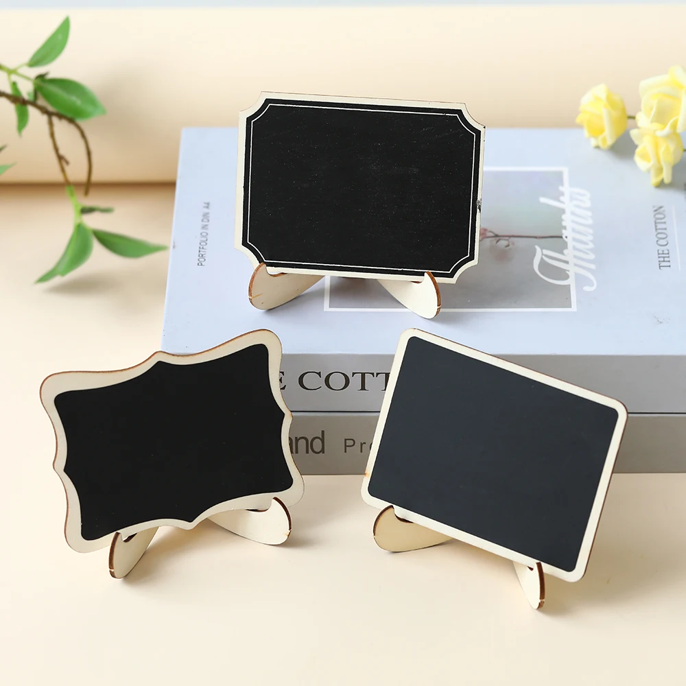 6pcs Mini Wooden Chalkboards with Support Message Board Table Place Card Signs Blackboard for Home Birthday Wedding Party Decors