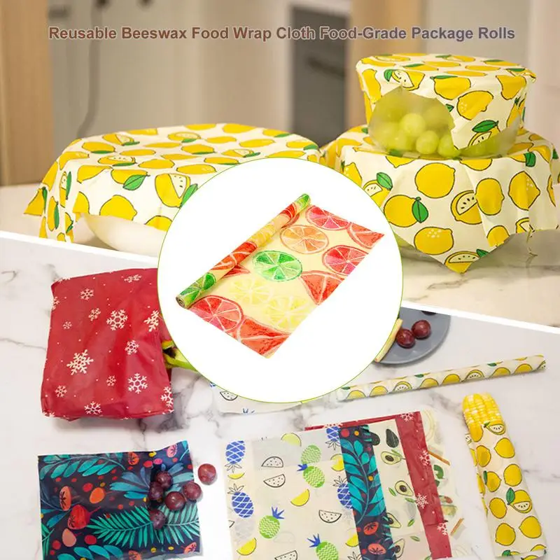 Beeswax Wrap Reusable Natural Food Grade Preservative Cloth Organic Cotton Eco Friendly Sustainable For Kitchen Food Storage