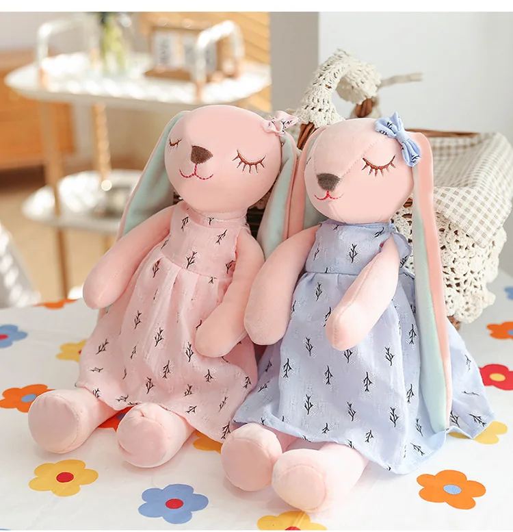 35 cm große Oster-Babyhasenfigur, rosa und blau, An'an Rabbit, beruhigende Geschenkpuppe für Kinder, Plüschtier mit superweichem Fell. – Detail 24