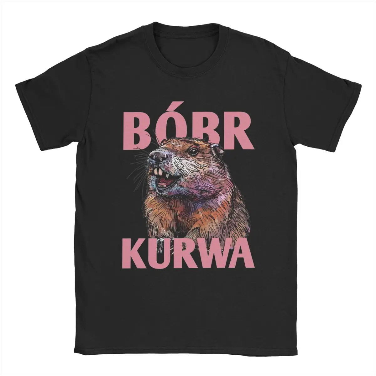 Bobr Kurwa Bober Beaver T-Shirt for Men Casual Pure Cotton Tees Crewneck Short Sleeve T Shirts 4XL 5XL 6XL Clothing