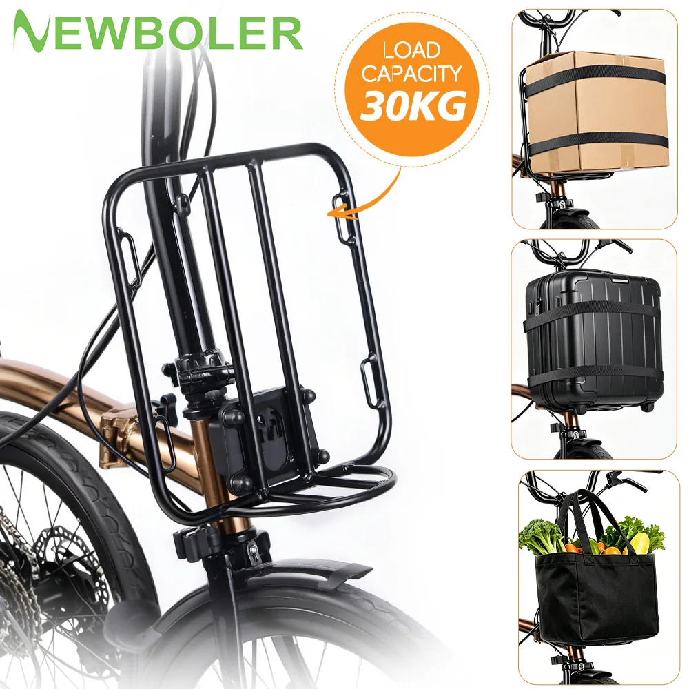NEWBOLER 2026 Neues Modell Aluminiumlegierung Vorderradgepäckträger für Brompton Fahrradtasche Leichter Vorderträger Gepäckträger Fahrradzubehör
