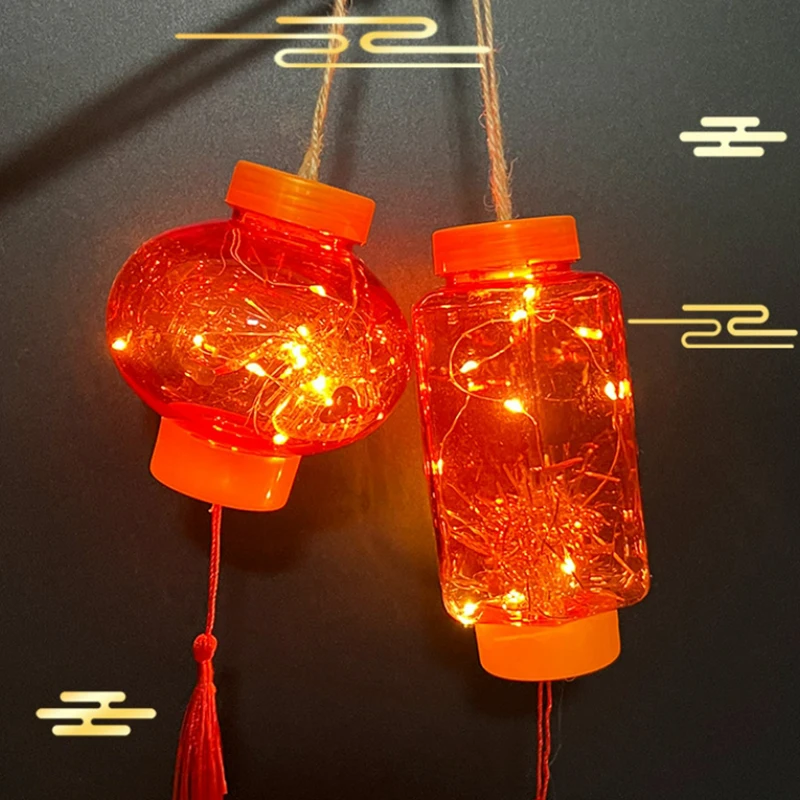 New Funny LED Glowing Lanterns Creative Handheld Red Lantern Toys New Year Celebration Decoration Children's Holiday Party Gift