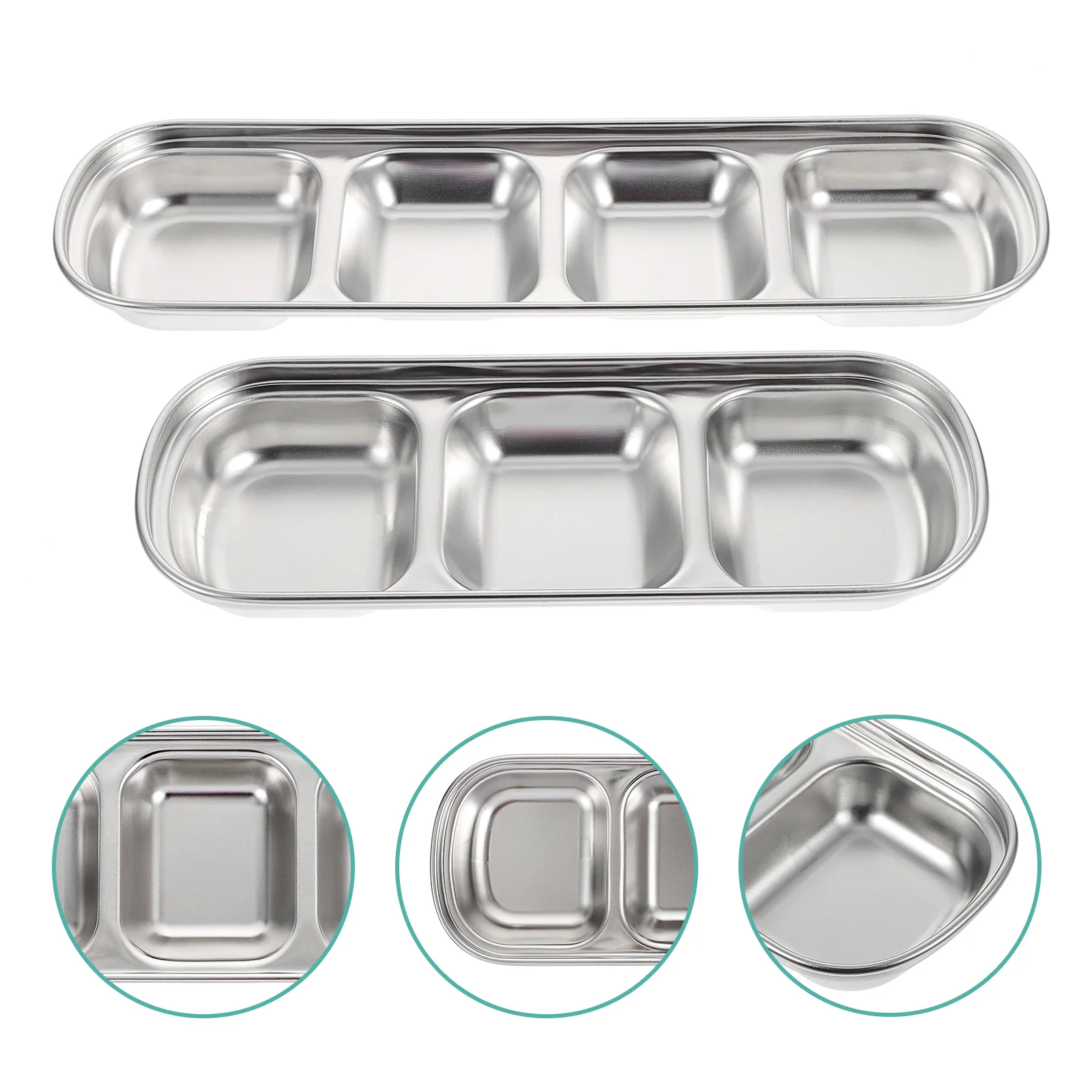 2 Pcs Dog Feeder Automatic Stainless Steel Plate Fodder Feeding Small Pet Tray Silver Accessory