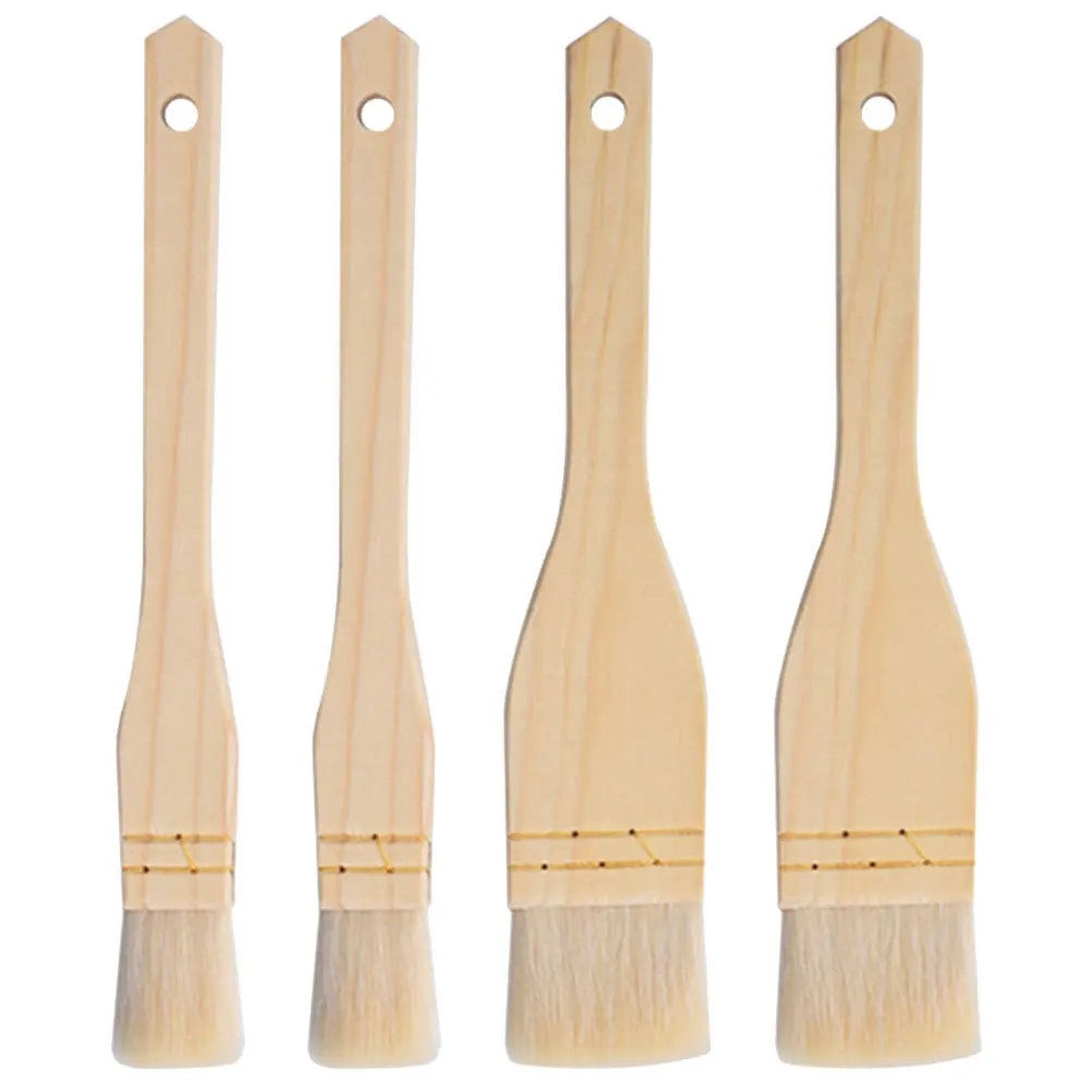 

4Pcs Wood Handle Basting Brush Multi-Function Oil Brush for Bbq Baking Pastry Cooking Grilling Tool